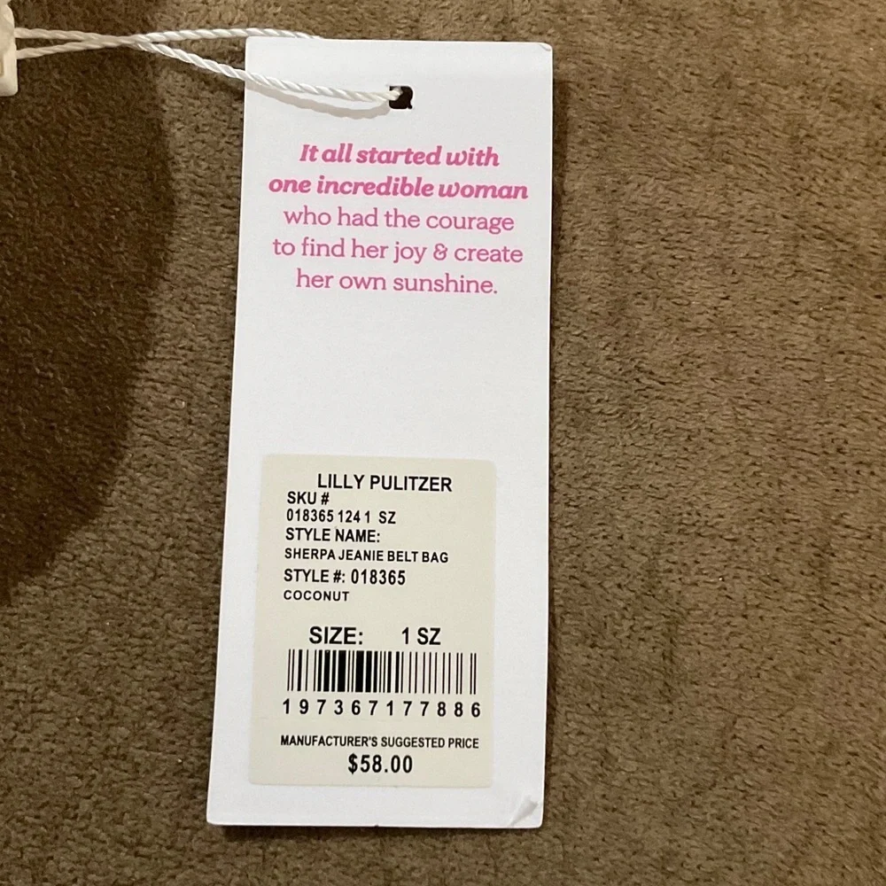 Lilly Pulitzer White Sherpa Jeanie Belt Bag with Gold Accent